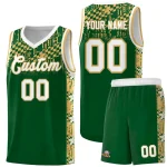 Custom Green Mosaic Stars Pattern Sports Uniform Basketball Jersey