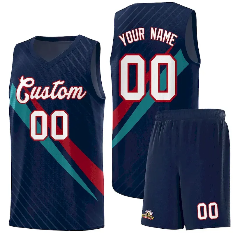 Custom Royal Diagonal Pinstripe Pattern Color Block Sports Uniform Basketball Jersey