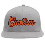 Custom Gray Orange-Black Flat Eaves Sport Baseball Cap