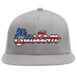 Custom Gray Vintage USA Flag-Gold Flat Eaves Sport Baseball Cap