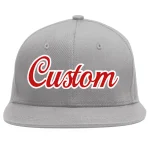 Custom Gray Red-White Flat Eaves Sport Baseball Cap