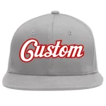 Custom Gray White-Red Flat Eaves Sport Baseball Cap