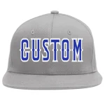 Custom Gray Royal-White Flat Eaves Sport Baseball Cap