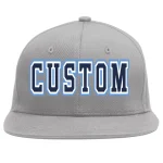 Custom Gray Navy-White Flat Eaves Sport Baseball Cap