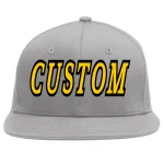 Custom Gray Royal-White Flat Eaves Sport Baseball Cap