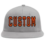 Custom Gray Orange-Black Flat Eaves Sport Baseball Cap