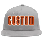 Custom Gray Navy-Orange Flat Eaves Sport Baseball Cap