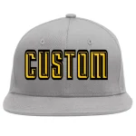 Custom Gray Gold-Black Flat Eaves Sport Baseball Cap
