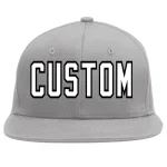 Custom Gray White-Black Flat Eaves Sport Baseball Cap
