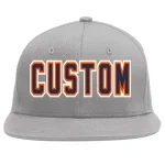 Custom Gray Navy-Orange Flat Eaves Sport Baseball Cap