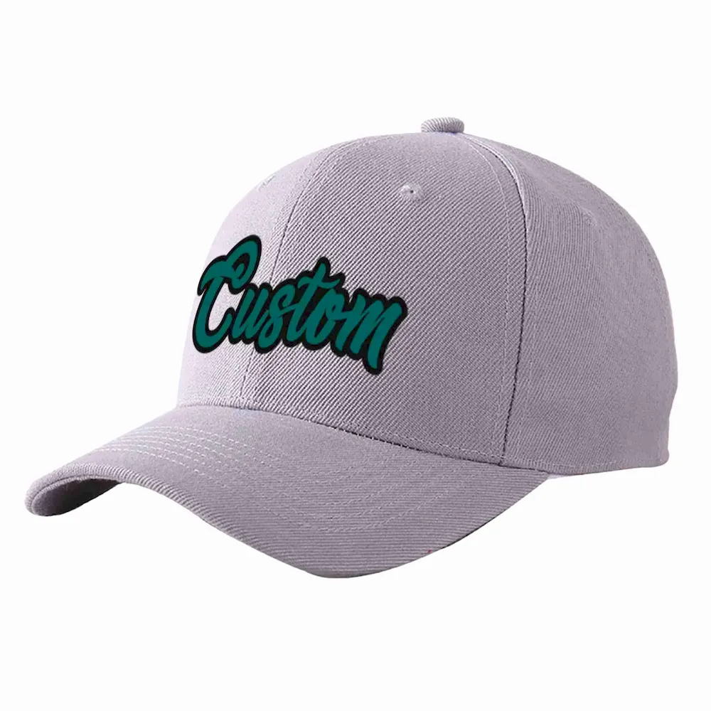 Custom Gray Aqua-Black Curved Eaves Sport Baseball Cap Design for Men/Women/Youth