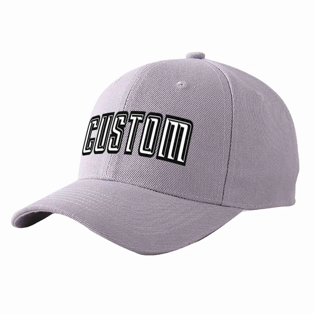 Custom Gray White-Black Curved Eaves Sport Baseball Cap Design for Men/Women/Youth
