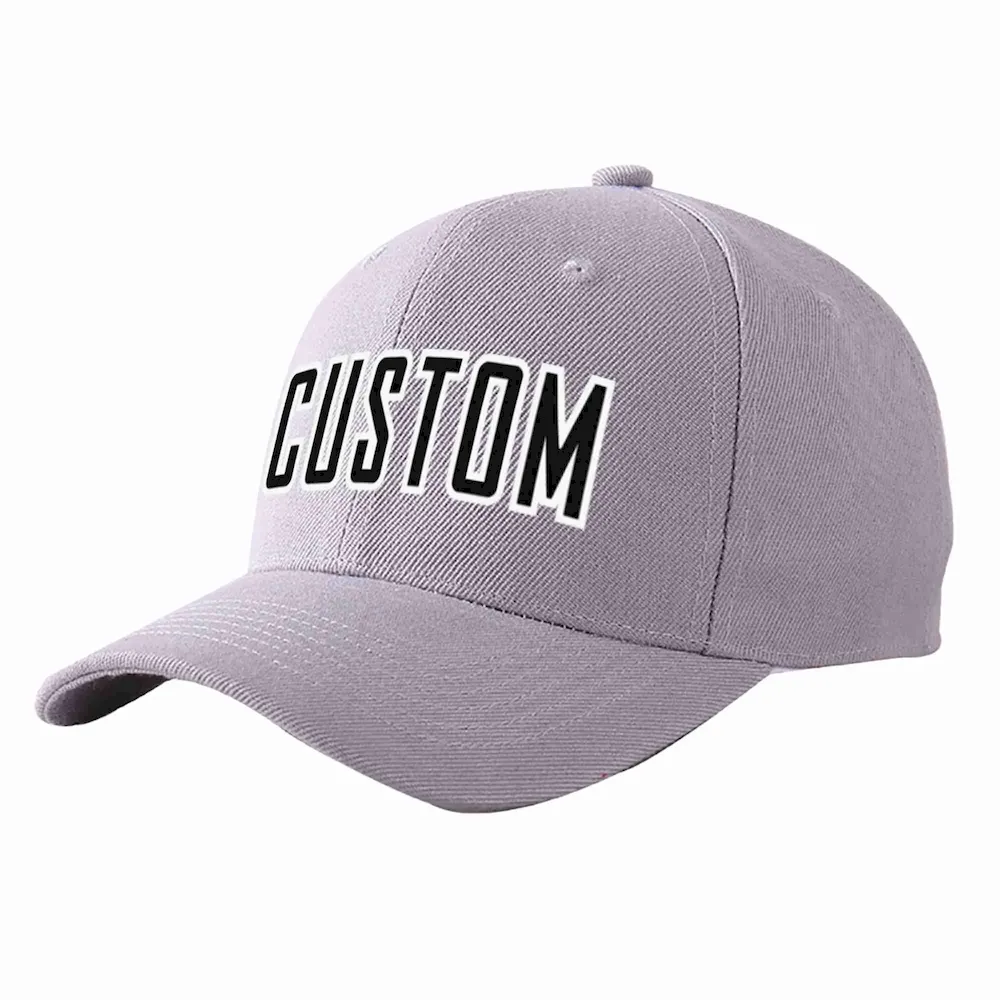 Custom Gray Black-White Curved Eaves Sport Baseball Cap Design for Men/Women/Youth