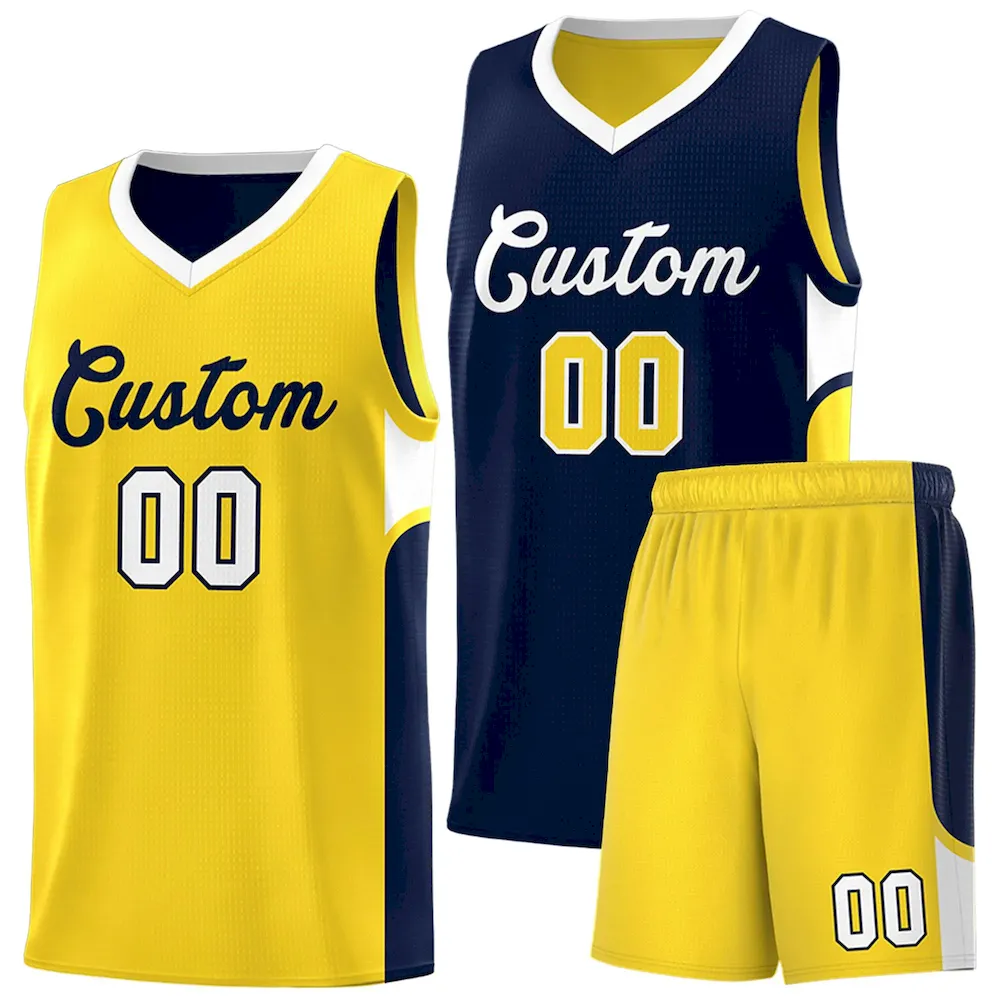 Custom Black White Side U-shaped Patttern Double Side Sports Uniform Basketball Jersey