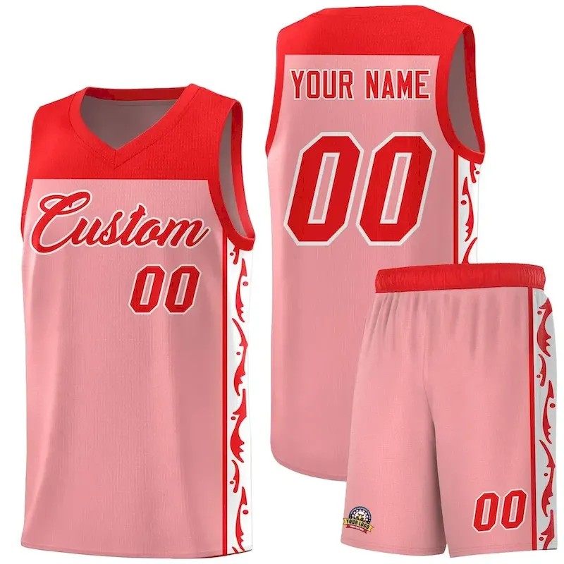 Custom White Side Pattern Sports Uniform Basketball Jersey