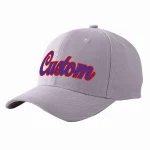 Custom Gray Royal-Red Curved Eaves Sport Baseball Cap Design for Men/Women/Youth