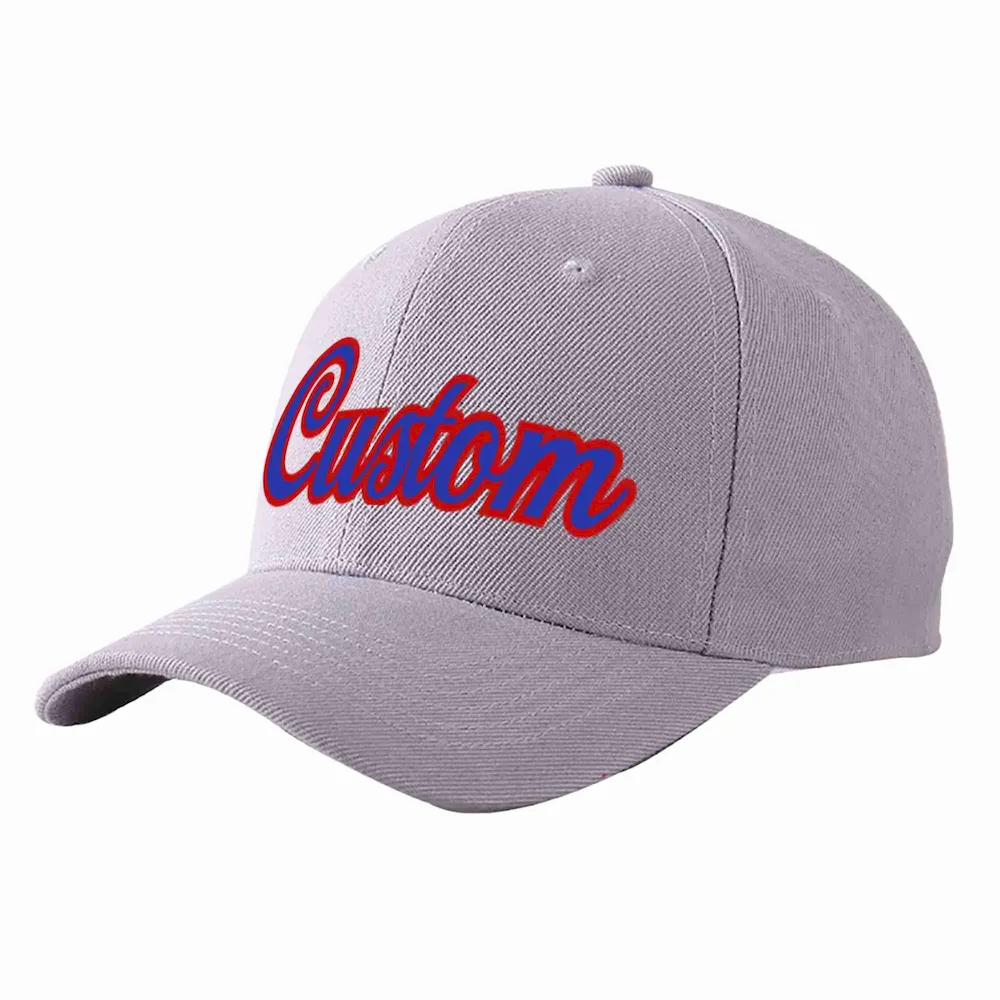 Custom Gray Royal-Red Curved Eaves Sport Baseball Cap Design for Men/Women/Youth
