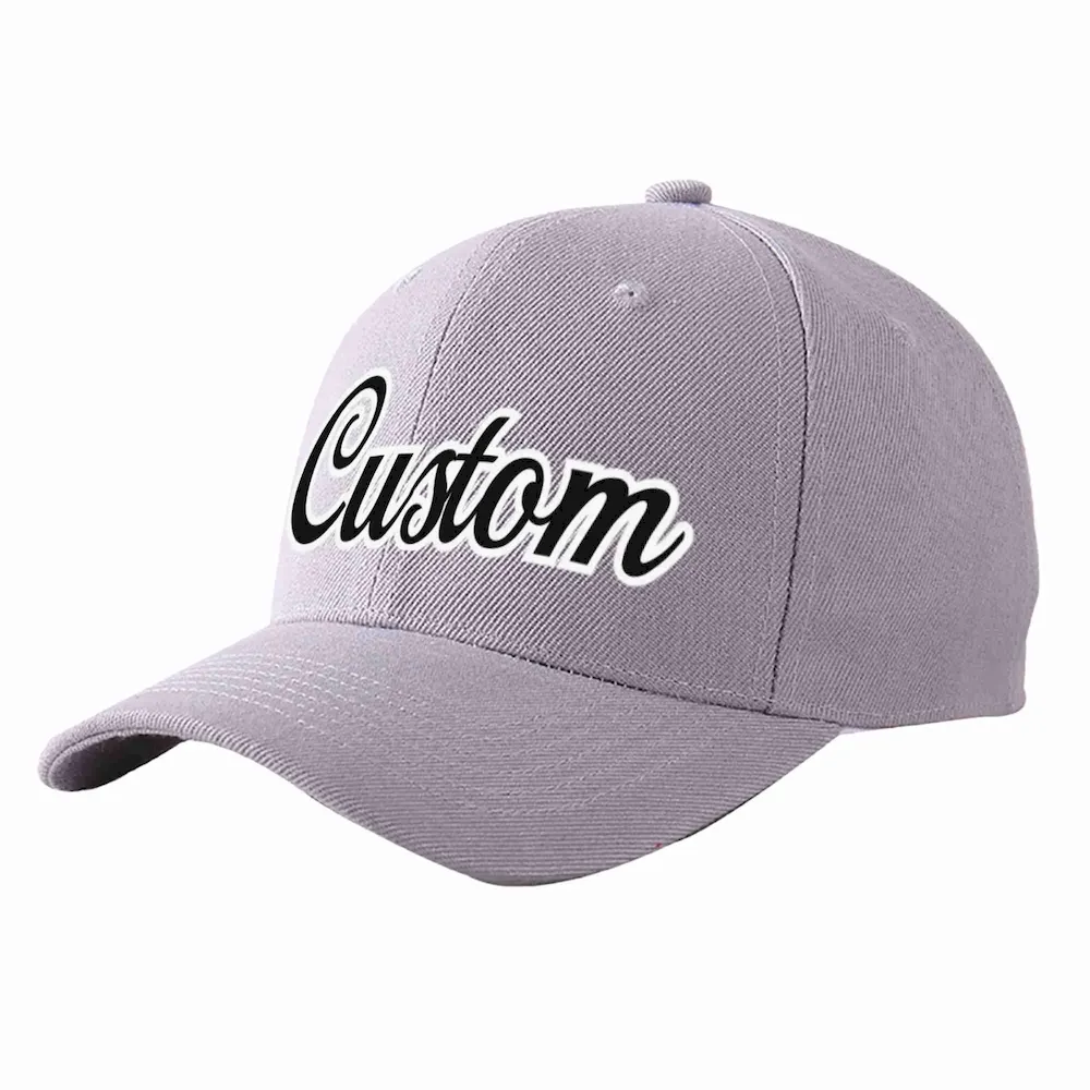 Custom Gray Gold-Black Curved Eaves Sport Baseball Cap Design for Men/Women/Youth