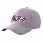 Custom Gray Navy-White Curved Eaves Sport Baseball Cap Design for Men/Women/Youth
