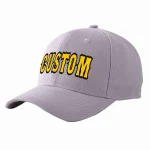 Custom Gray Gold-Black Curved Eaves Sport Baseball Cap Design for Men/Women/Youth
