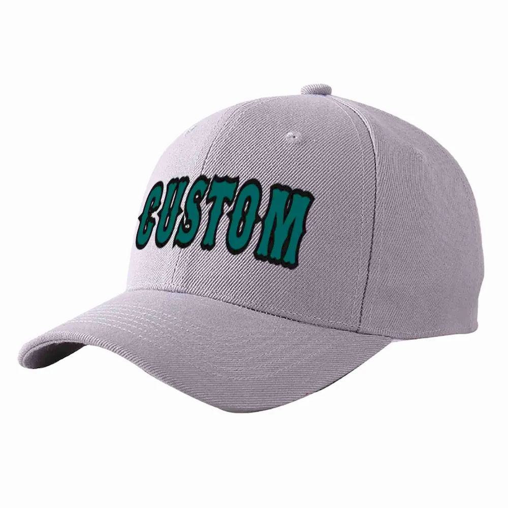 Custom Gray Aqua-Black Curved Eaves Sport Baseball Cap Design for Men/Women/Youth