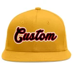 Custom Gold Black-Red Flat Eaves Sport Baseball Cap