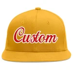 Custom Gold Red-White Flat Eaves Sport Baseball Cap