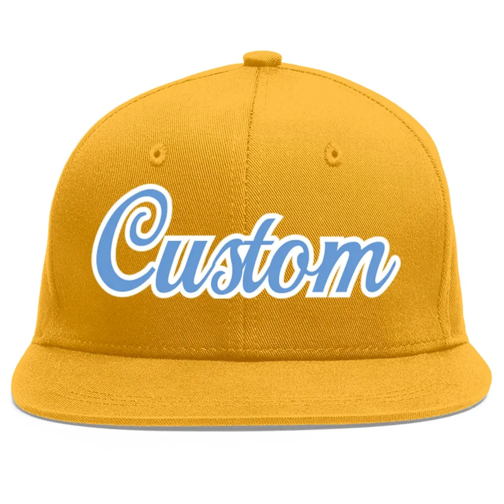 Custom Gold Black-Red Flat Eaves Sport Baseball Cap