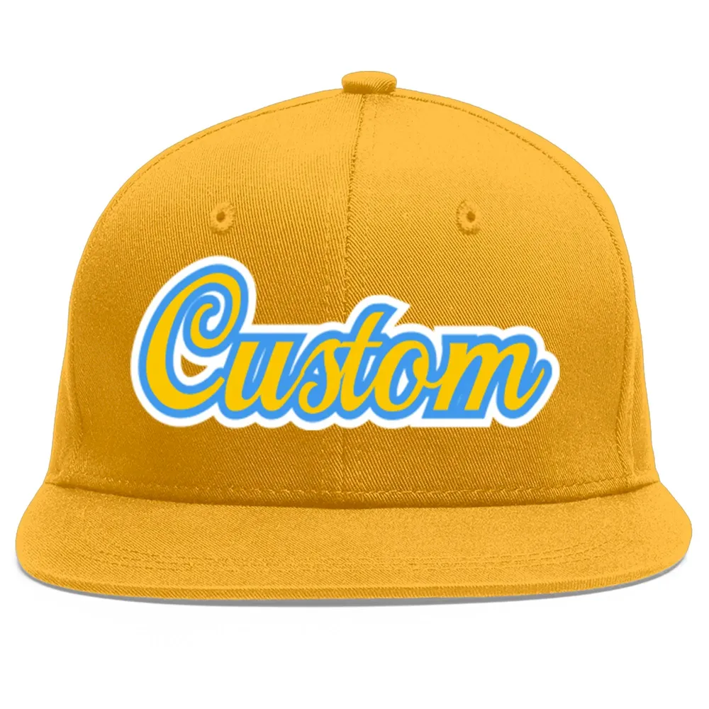 Custom Gold Black-Gold Flat Eaves Sport Baseball Cap