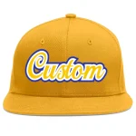 Custom Gold Gold-White Flat Eaves Sport Baseball Cap