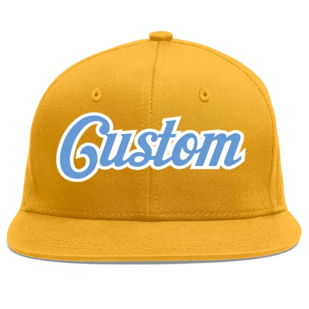 Custom Gold Black-Red Flat Eaves Sport Baseball Cap