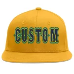 Custom Gold Navy-Gold Flat Eaves Sport Baseball Cap
