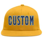 Custom Gold Navy-Light Blue Flat Eaves Sport Baseball Cap
