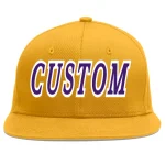 Custom Gold purple-White Flat Eaves Sport Baseball Cap