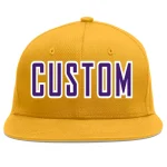 Custom Gold purple-White Flat Eaves Sport Baseball Cap