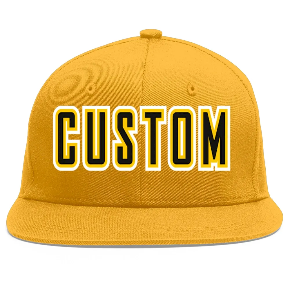Custom Gold Black-Gold Flat Eaves Sport Baseball Cap
