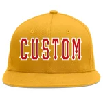 Custom Gold Red-White Flat Eaves Sport Baseball Cap