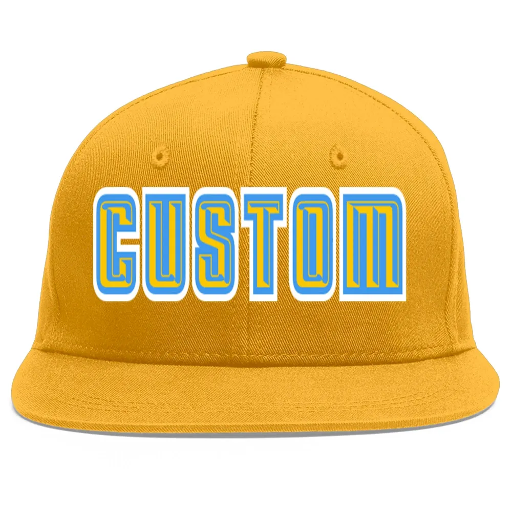Custom Gold Black-Gold Flat Eaves Sport Baseball Cap