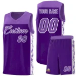 Custom Purple Side Pattern Sports Uniform Basketball Jersey
