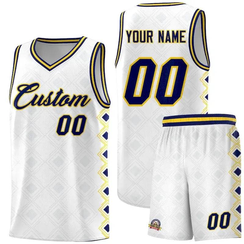Custom White Side Blocks Sports Uniform Basketball Jersey