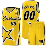 Custom Gold Shoulder Stars Graffiti Pattern Sets Basketball Jersey