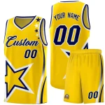 Custom Gold Shoulder Stars Graffiti Pattern Sets Basketball Jersey