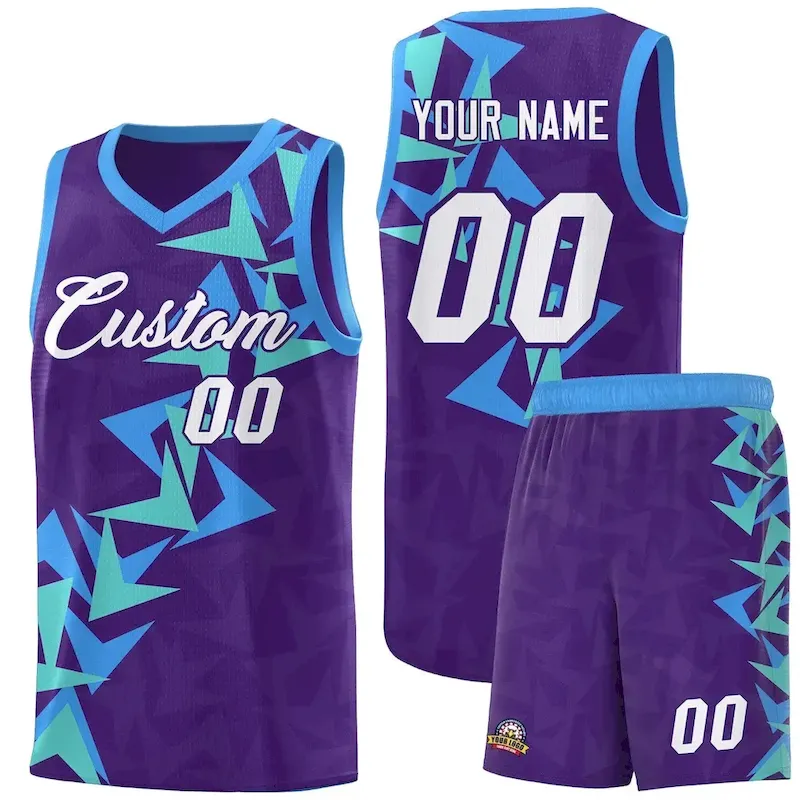 Custom Purple Boomerang Pattern Sets Basketball Jersey