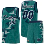 Custom Aqua Boomerang Pattern Sets Basketball Jersey