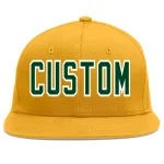 Custom Gold Green-White Flat Eaves Sport Baseball Cap