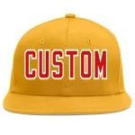 Custom Gold Red-White Flat Eaves Sport Baseball Cap