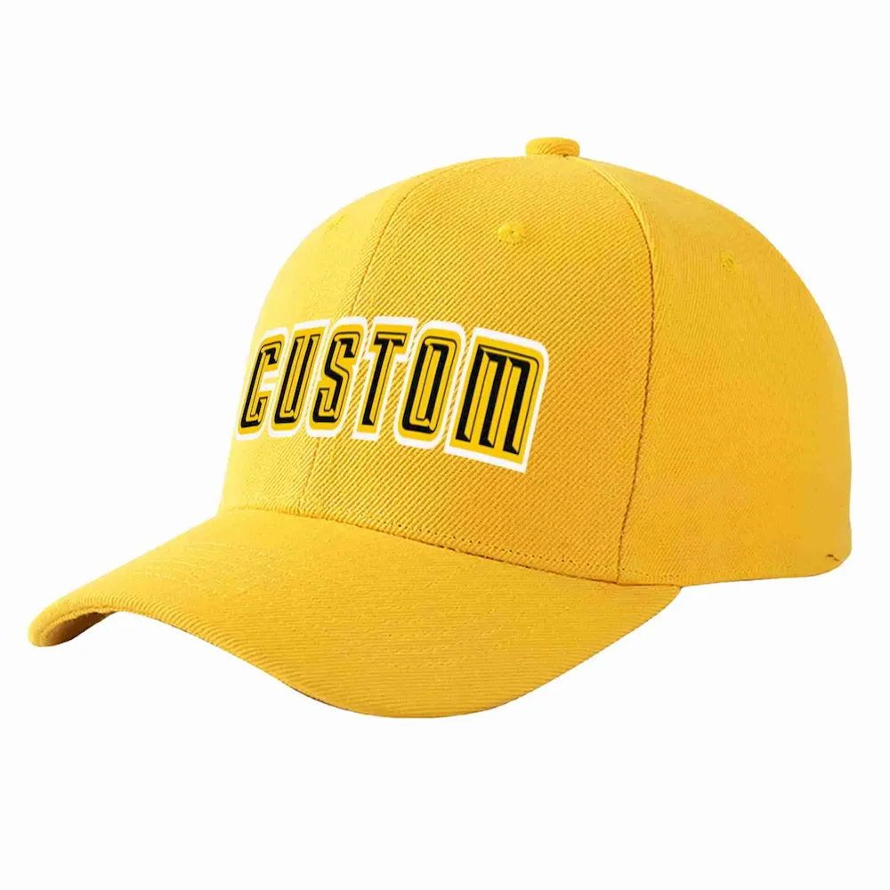 Custom Gold Black-Gold Curved Eaves Sport Baseball Cap Design for Men/Women/Youth
