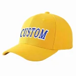Custom Gold Royal-White Curved Eaves Sport Baseball Cap Design for Men/Women/Youth