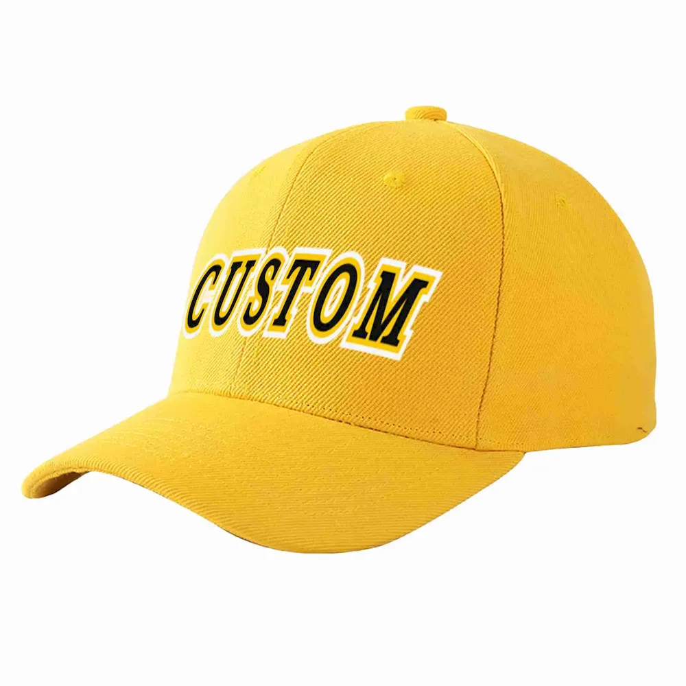 Custom Gold Navy-Gold Curved Eaves Sport Baseball Cap Design for Men/Women/Youth
