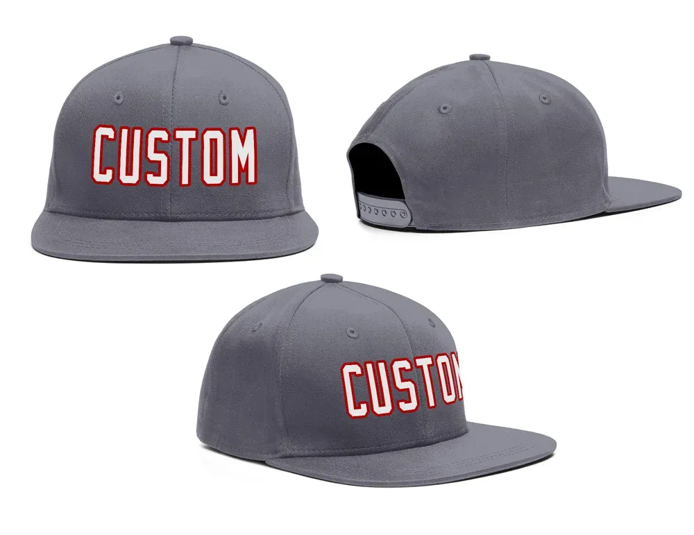 Custom Dark Gray White-Red Outdoor Sport Baseball Cap